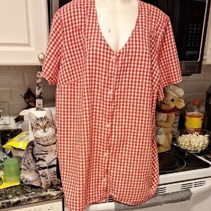a Woman Within Button Down Short Sleeve Plus Size Top 3X